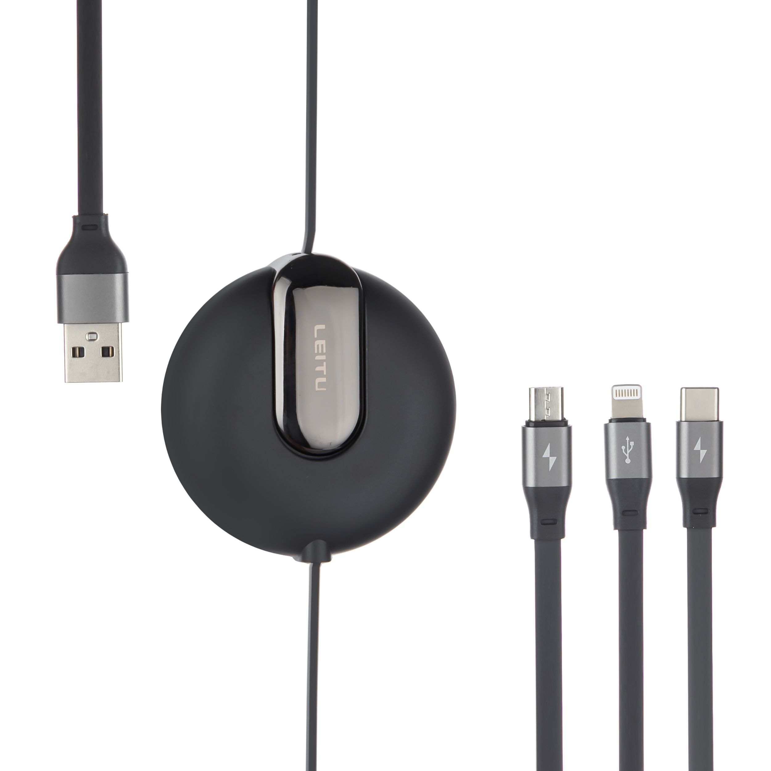 کابل تبدیل USB به لایتنینگ/USB-C/microUSB لیتو مدل LD-12 طول 1 متر کابل تبدیل USB سه سر لیتو مدل LD-12